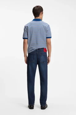 Tapered-Fit Jeans aus dunkelblauem Stretch-Denim
