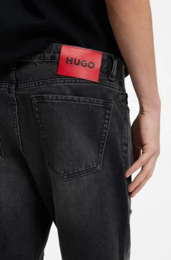 Tapered-Fit Jeans aus grauem Baumwoll-Denim