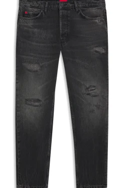 Tapered-Fit Jeans aus grauem Baumwoll-Denim