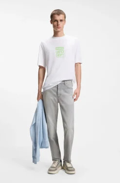 Tapered-Fit Jeans aus grauem Denim