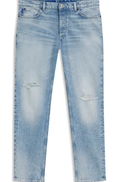 Tapered-Fit Jeans aus hellblauem Used-Denim