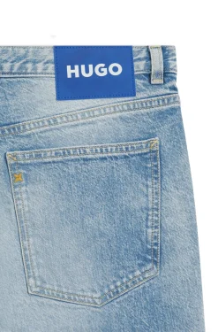 Tapered-Fit Jeans aus hellblauem Used-Denim