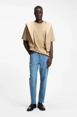 Tapered-Fit Jeans aus hellblauem, elastischem Denim