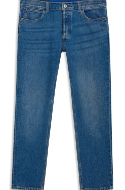 Tapered-Fit Jeans aus mittelblauem Stretch-Denim