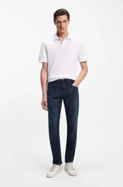 Tapered-Fit Jeans aus reinblauem Stretch-Denim