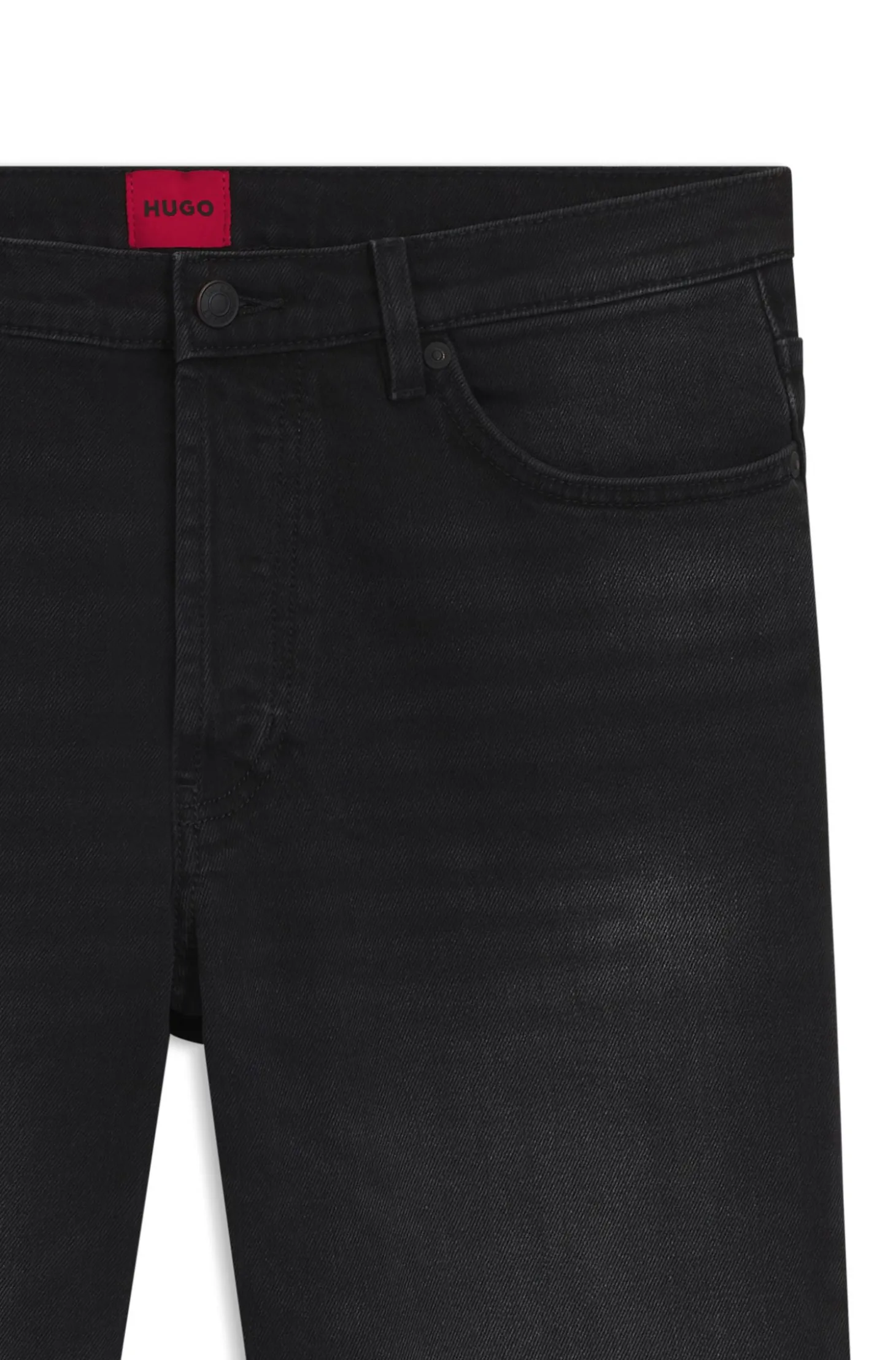 Tapered-Fit Jeans aus schwarzem Stretch-Denim