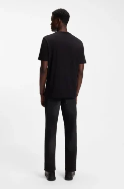 Tapered-Fit Jeans aus schwarzem Stretch-Denim