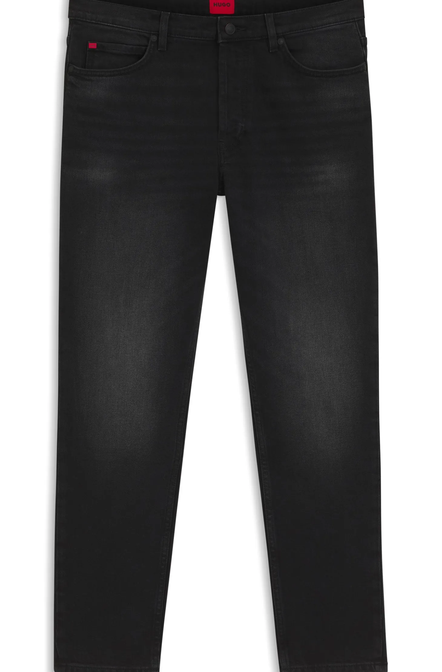 Tapered-Fit Jeans aus schwarzem Stretch-Denim