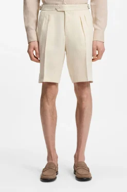 Tapered-Fit Shorts aus Leinen mit Bundfalten vorne
