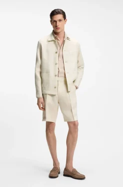 Tapered-Fit Shorts aus Leinen mit Bundfalten vorne