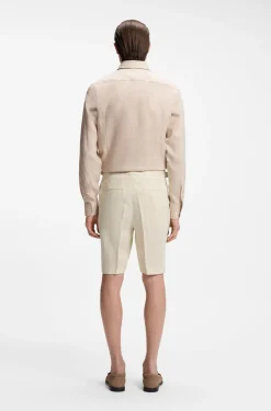 Tapered-Fit Shorts aus Leinen mit Bundfalten vorne