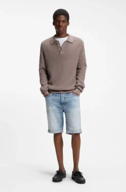 Tapered-Fit Shorts aus leuchtend blauem Stretch-Denim