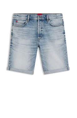 Tapered-Fit Shorts aus leuchtend blauem Stretch-Denim