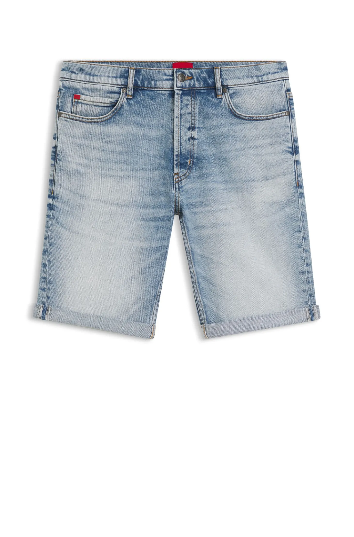 Tapered-Fit Shorts aus leuchtend blauem Stretch-Denim