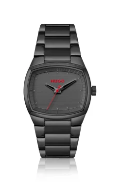 Telly schwarz beschichtete Uhr mit Gehäuse in Retroform