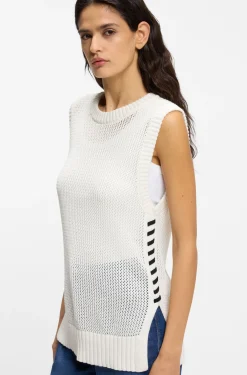 Top aus Baumwolle mit Mesh-Struktur