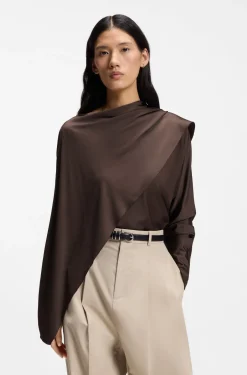 Top aus drapiertem Jersey mit Schal-Detail
