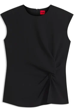 Top aus Krepp mit Knoten-Detail