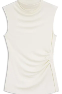Top aus Stretch-Jersey mit drapiertem Kragen