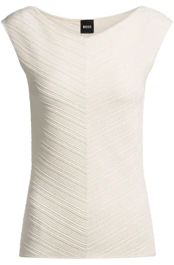 Top mit V-Ausschnitt und Strickstruktur