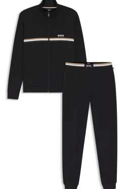 Trainingsanzug-Set aus Stretch-Baumwolle mit Logo und charakteristischem Streifen