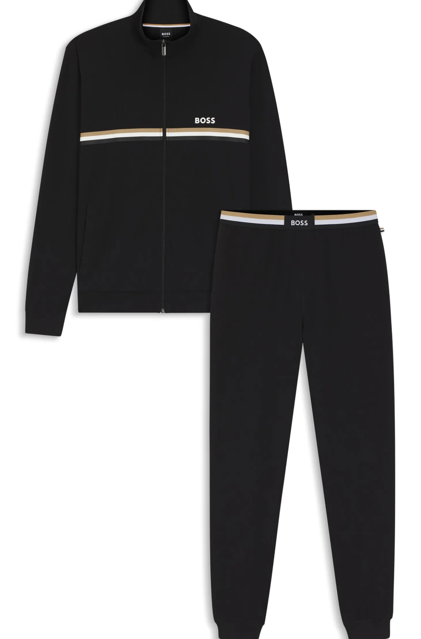 Trainingsanzug-Set aus Stretch-Baumwolle mit Logo und charakteristischem Streifen