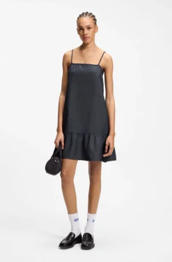 Trägerkleid aus Baumwoll-Mix-Denim mit Spaghettiträgern