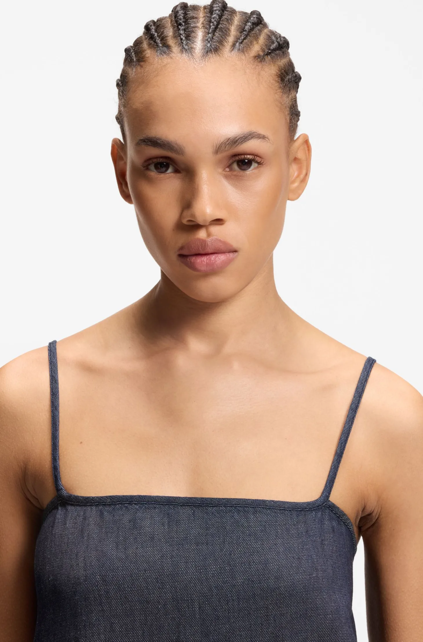 Trägerkleid aus Baumwoll-Mix-Denim mit Spaghettiträgern