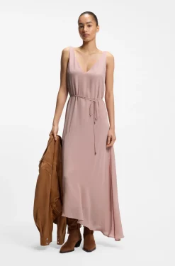 Trägerkleid aus Crêpe de Chine mit V-Ausschnitt