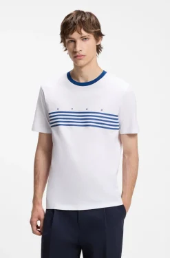T-Shirt aus Baumwolle mit aufgedruckten Streifen