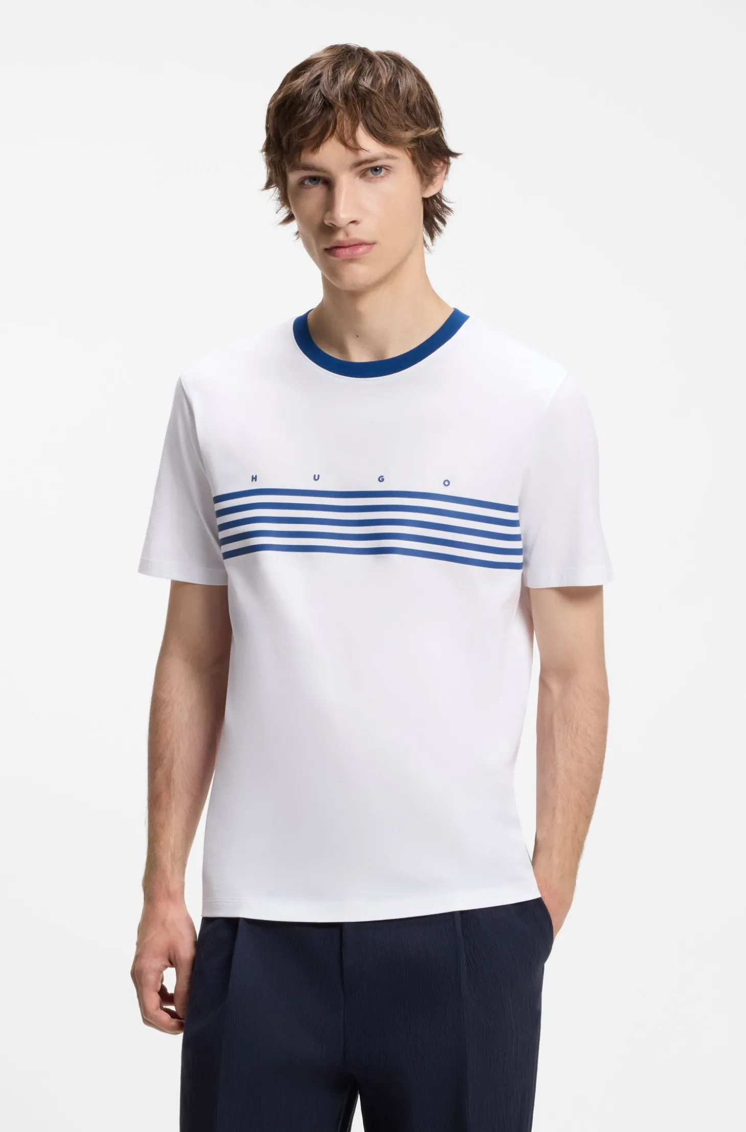 T-Shirt aus Baumwolle mit aufgedruckten Streifen