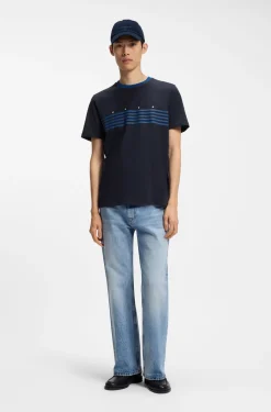 T-Shirt aus Baumwolle mit aufgedruckten Streifen