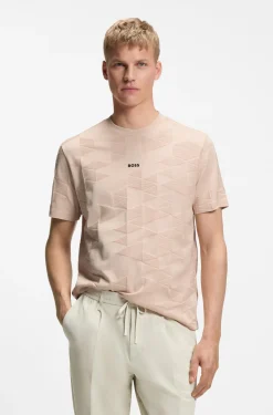 T-Shirt aus Baumwolle mit 3D-Jacquard-Muster
