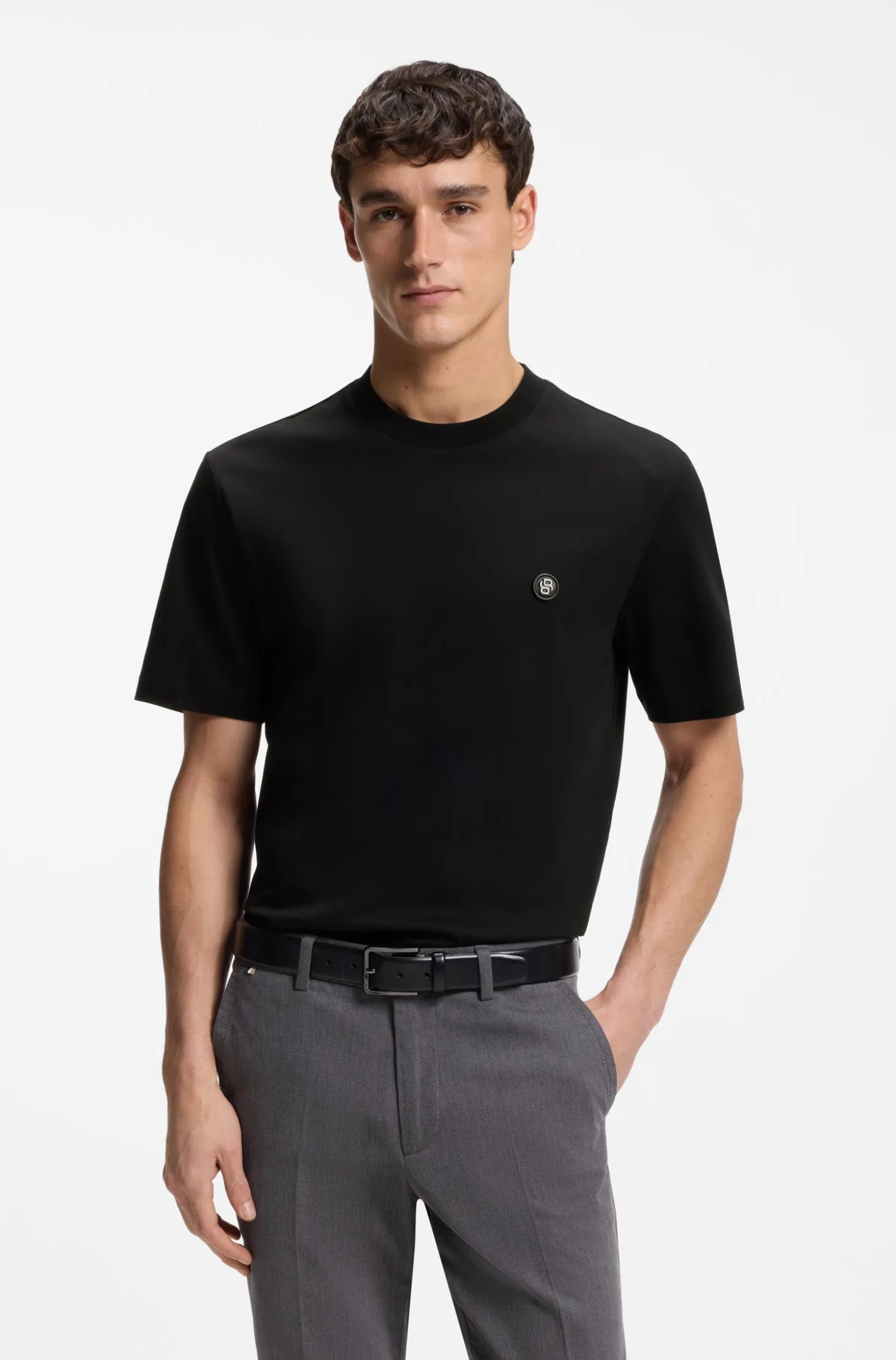 T-Shirt aus Baumwolle mit Double-B-Monogramm-Badge