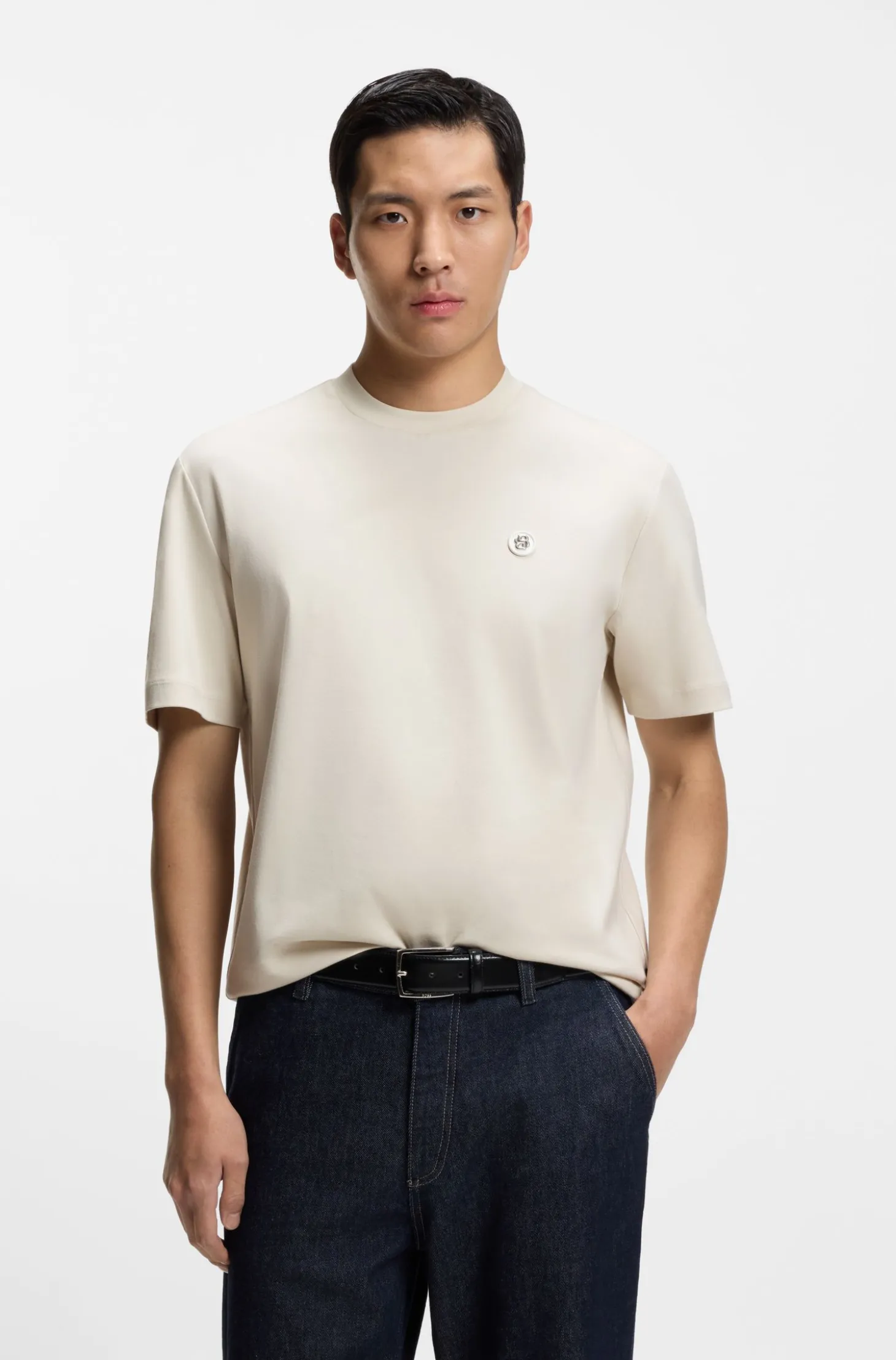 T-Shirt aus Baumwolle mit Double-B-Monogramm-Badge
