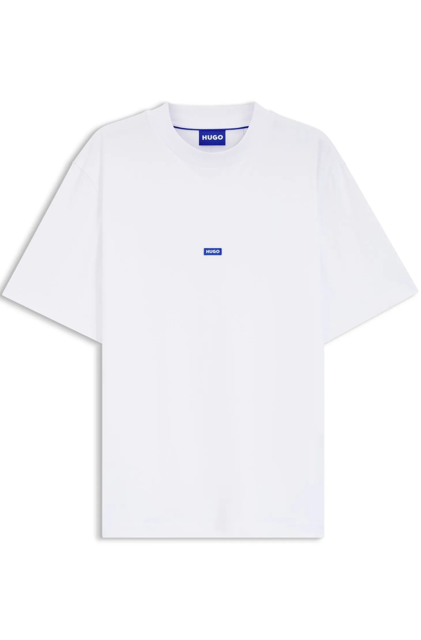 T-Shirt aus Baumwolle mit geripptem Ausschnitt und Logo-Badge