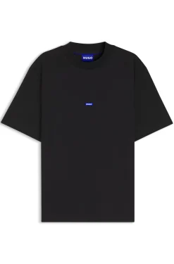 T-Shirt aus Baumwolle mit geripptem Ausschnitt und Logo-Badge