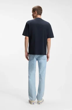 T-Shirt aus Baumwolle mit geripptem Ausschnitt und Logo-Badge