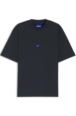 T-Shirt aus Baumwolle mit geripptem Ausschnitt und Logo-Badge