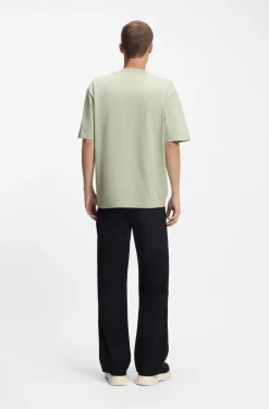 T-Shirt aus Baumwolle mit geripptem Ausschnitt und Logo-Badge