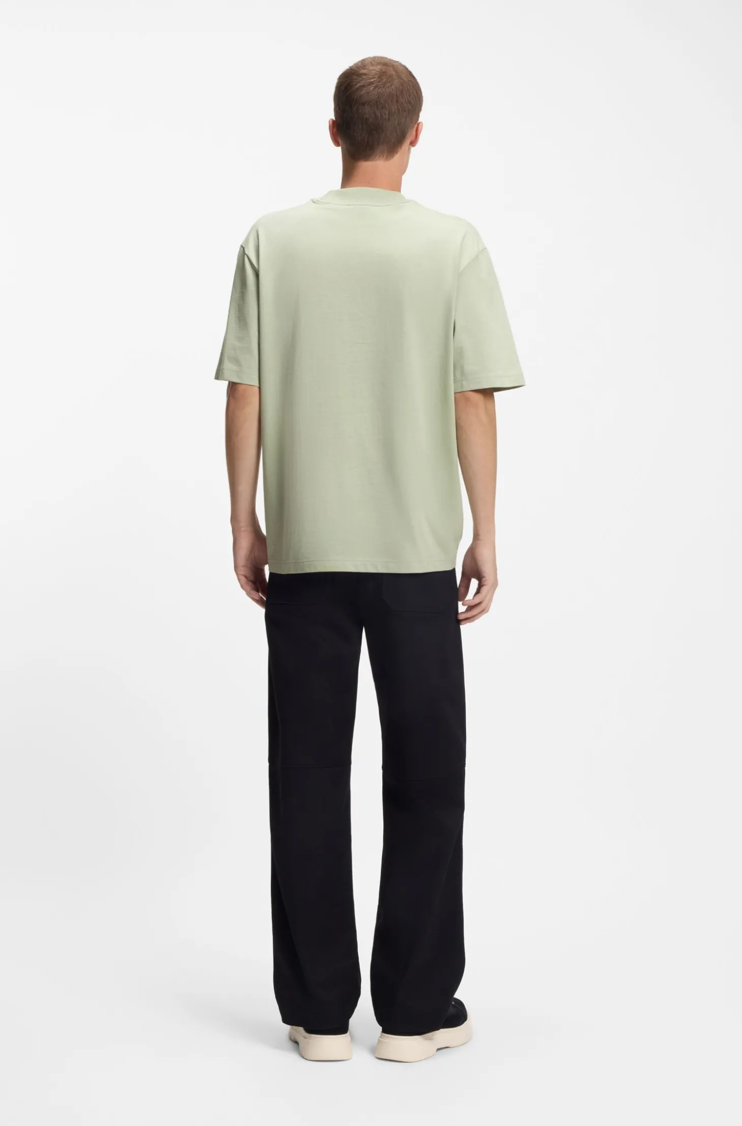 T-Shirt aus Baumwolle mit geripptem Ausschnitt und Logo-Badge