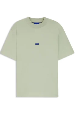 T-Shirt aus Baumwolle mit geripptem Ausschnitt und Logo-Badge