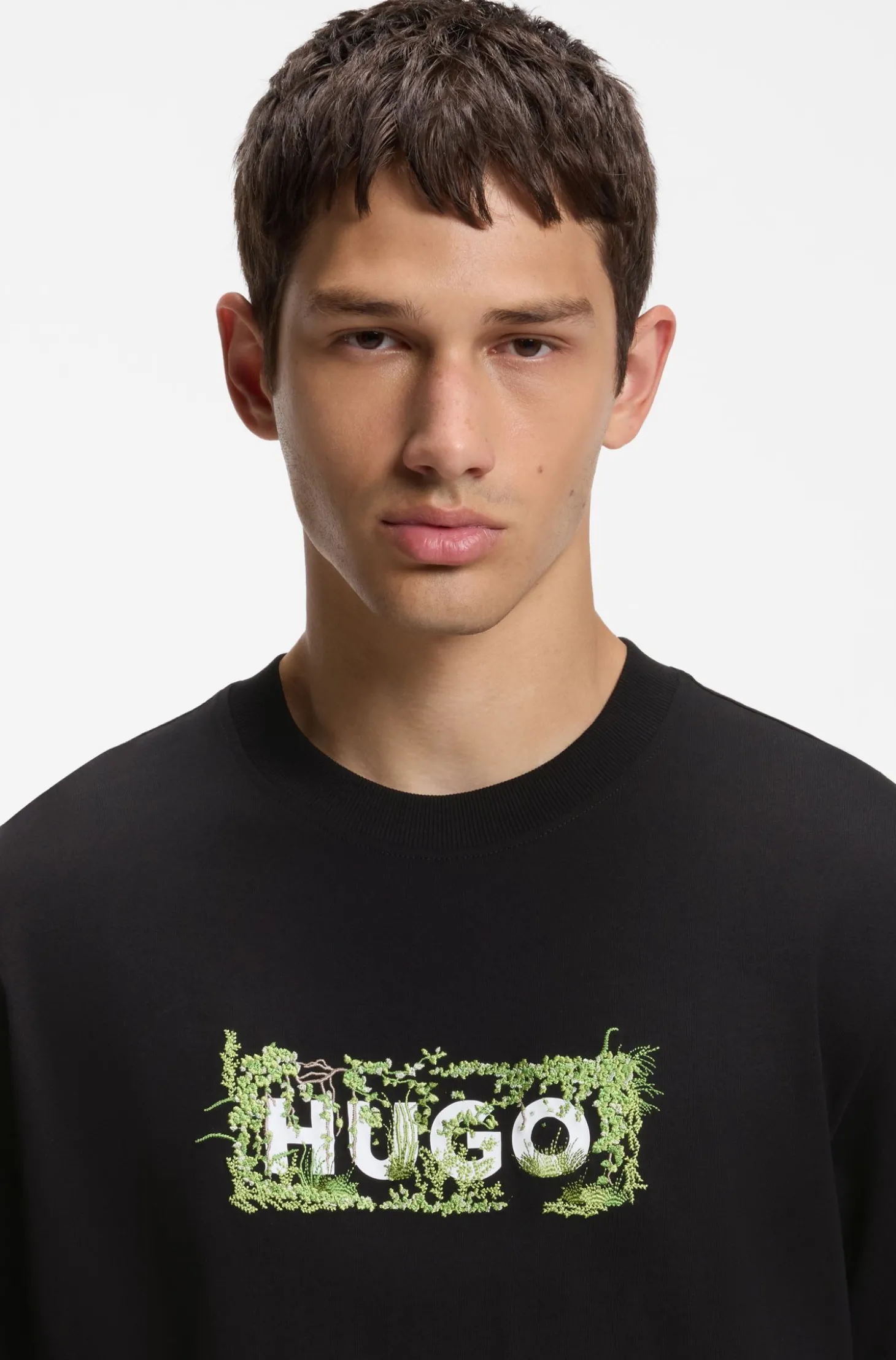 T-Shirt aus Baumwolle mit gesticktem Logo-Artwork