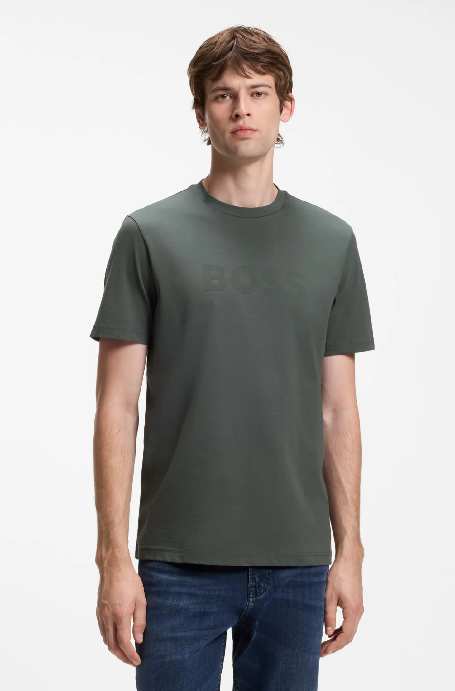 T-Shirt aus Baumwolle mit großem tonalem Logo