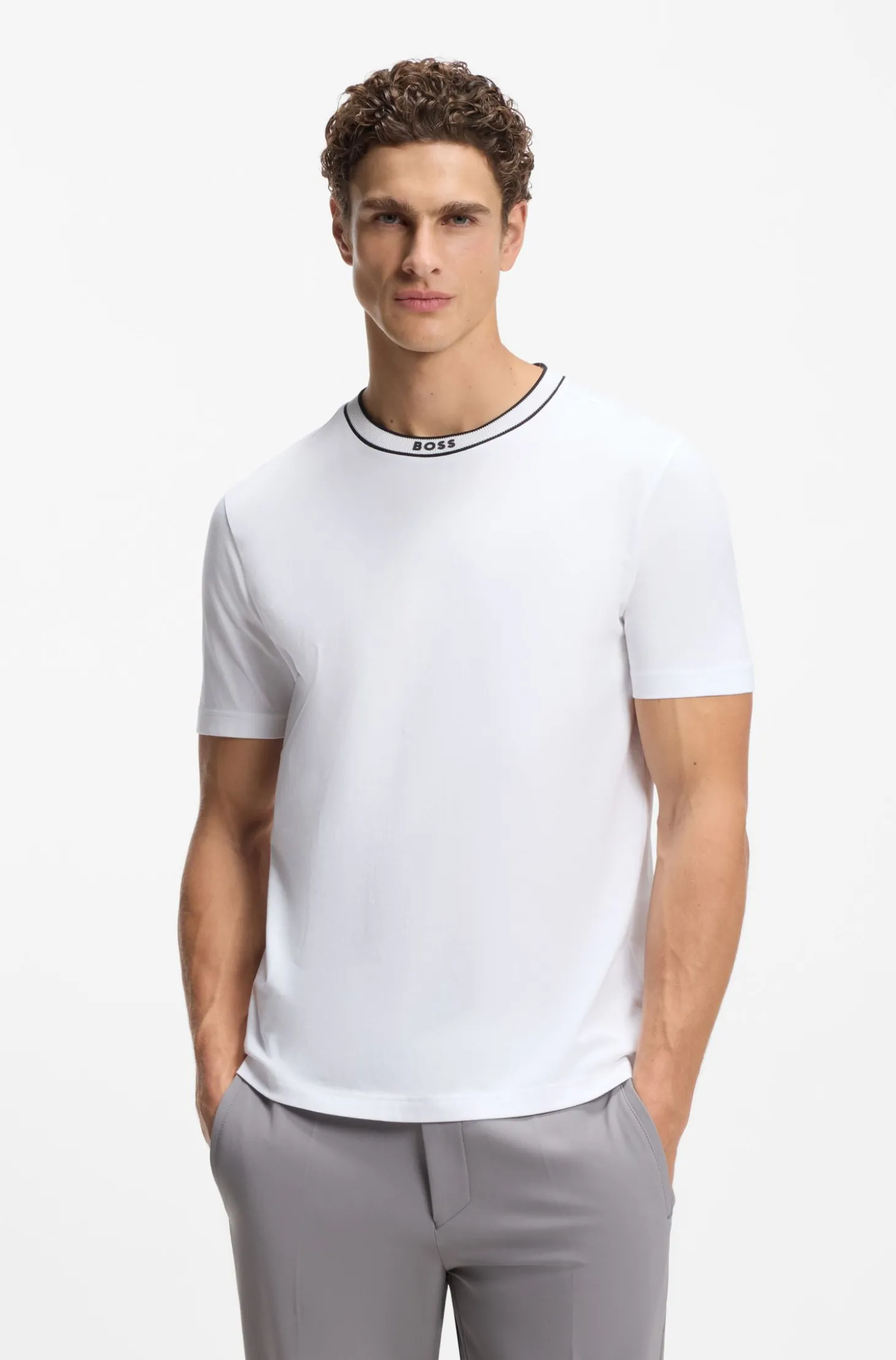 T-Shirt aus Baumwolle mit Logo am Rundhalsausschnitt