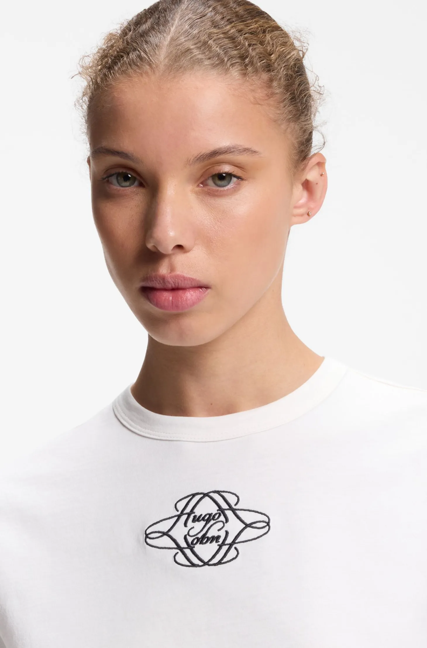 T-Shirt aus Baumwolle mit Logo-Stickerei