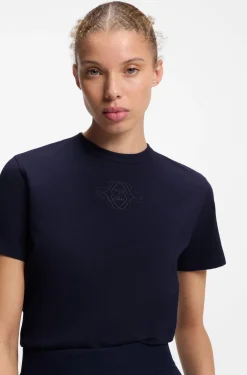 T-Shirt aus Baumwolle mit Logo-Stickerei