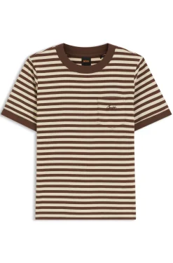 T-Shirt aus Baumwolle mit Streifen-Muster und Brusttasche