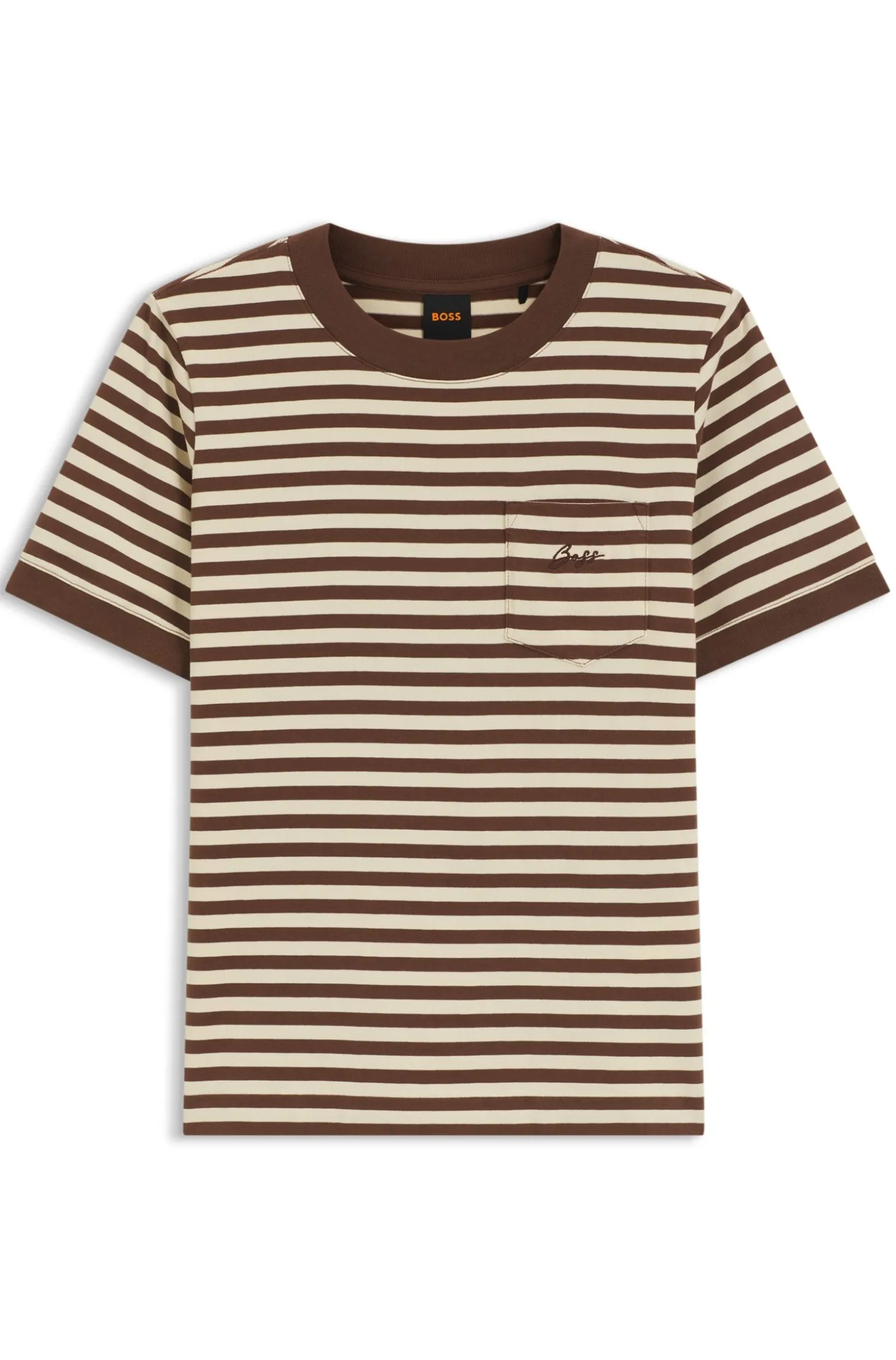 T-Shirt aus Baumwolle mit Streifen-Muster und Brusttasche