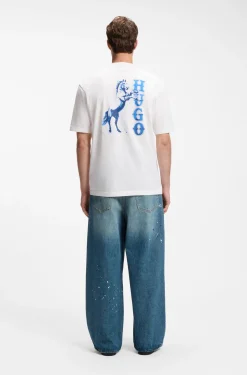 T-Shirt aus Baumwolle mit Wüsten-Print und Rundhalsausschnitt
